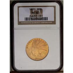 	1911 $10 MS62 NGC. Orange-gold color with frosty luste 1911
