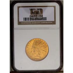	1911 $10 MS62 NGC. Deep honey-gold color with greenish 1911