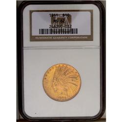 	1911 $10 MS62 NGC. Fully lustrous with brown high poin 1911