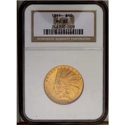 	1911 $10 MS62 NGC. Frosty yellow-gold luster with hint 1911