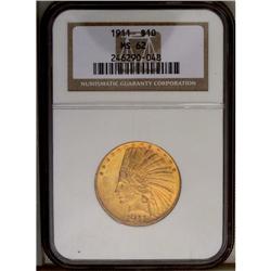 	1911 $10 MS62 NGC. A frosty lemon-yellow example with 1911