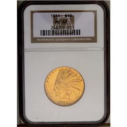 	1911 $10 MS62 NGC. Fully lustrous with pleasing light 1911
