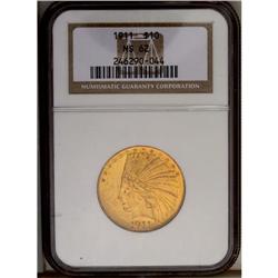 	1911 $10 MS62 NGC. A pretty greenish-gold piece with g 1911