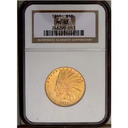 	1911 $10 MS62 NGC. Predominantly copper-gold surfaces 1911