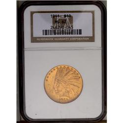 	1911 $10 MS62 NGC. The satiny, matte-like orange-gold 1911