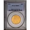 	1911 $10 MS63 PCGS. Rich apricot-gold surfaces exhibit 1911