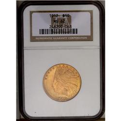 	1912 $10 MS62 NGC. Lustrous medium golden-brown surfac 1912