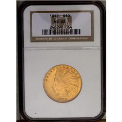 	1912 $10 MS62 NGC. Myriad small abrasions, including s 1912