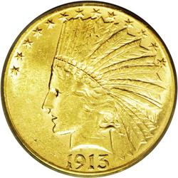 	1913-S $10 AU58 ICG. The 1913-S, with a mintage of 66, 1913-S