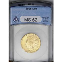 	1926 $10 MS62 ANACS. A satiny and highly lustrous Mint 1926