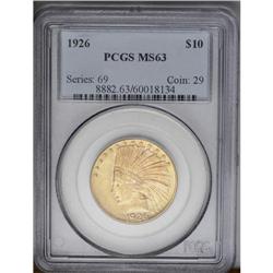 	1926 $10 MS63 PCGS. A frosty Mint State example with l 1926