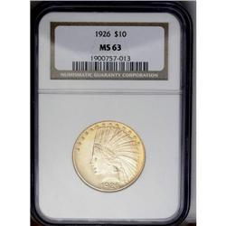 	1926 $10 MS63 NGC. A frosty Mint State example with br 1926