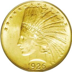	1926 $10 MS64 PCGS. Adequately struck, with rich yello 1926