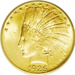 	1926 $10 MS65 ICG. Typically struck with satiny, granu 1926