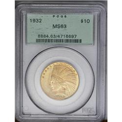 	1932 $10 MS63 PCGS. This lovely orange-gold Indian eag 1932