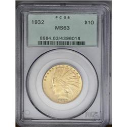 	1932 $10 MS63 PCGS. Deep olive-gold and rose toning ad 1932
