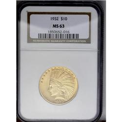 	1932 $10 MS63 NGC. The surfaces are somewhat matte-lik 1932