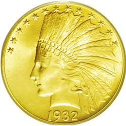 	1932 $10 MS64 PCGS. Lustrous and sharply struck with s 1932
