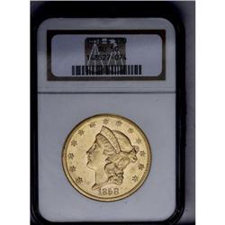 	1858-S $20 AU50 NGC. Minimally worn, unlike most ''58- 1858-S