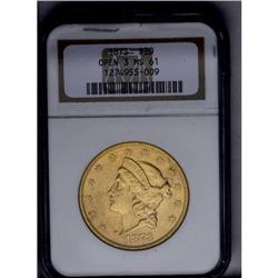 	1873 $20 Open 3 MS61 NGC. Solidly in the Mint State ca 1873