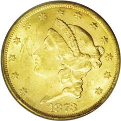 	1873 $20 Open 3 MS62 ICG. The 1873 Open 3 double eagle 1873