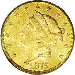 	1875-CC $20 MS61 PCGS. Frosty and lustrous with except 1875-CC