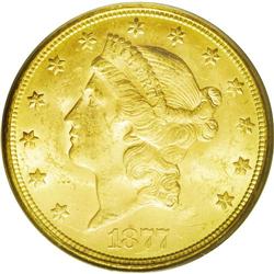 	1877-S $20 MS62 PCGS. The 1877-S was formerly quite ra 1877-S