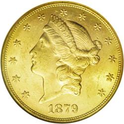 	1879-S $20 MS61 NGC. The 1879-S is scarce in the lower 1879-S