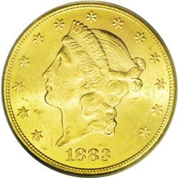 	1883-S $20 MS63 PCGS. This is a remarkable example and 1883-S