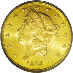 	1884-S $20 MS63 PCGS. Sharply struck except for a few 1884-S