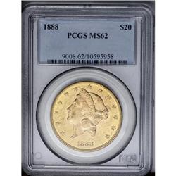 	1888 $20 MS62 PCGS. Green-gold and pink colors are ill 1888