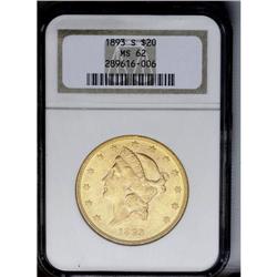 	1893-S $20 MS62 NGC. The luster is booming, and the fi 1893-S