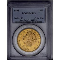 	1895 $20 MS63 PCGS. Sharply struck on the design featu 1895