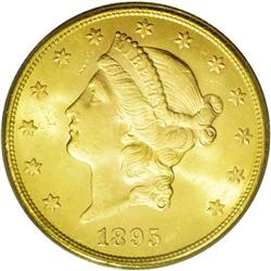 	1895-S $20 MS64 PCGS. An attentively struck and expect 1895-S