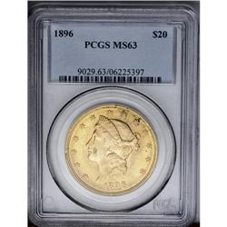 	1896 $20 MS63 PCGS. Breen-7322. The date is nicely rep 1896