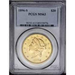 	1896-S $20 MS63 PCGS. Clean and creamy, with a bold st 1896-S