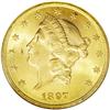 	1897 $20 MS64 NGC. Apricot-gold surfaces display pleas 1897