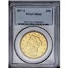 	1897-S $20 MS62 PCGS. Pleasing green-gold toning and b 1897-S