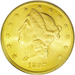 	1897-S $20 MS64 PCGS. The 1897-S is the second most fr 1897-S