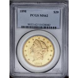 	1898 $20 MS62 PCGS. Boldly struck and highly lustrous 1898