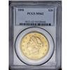 	1898 $20 MS62 PCGS. A few scattered marks are visible 1898