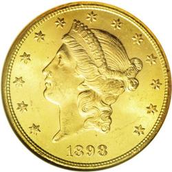 	1898-S $20 MS65 NGC. A remarkable Gem with frosty oran 1898-S