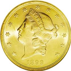 	1899 $20 MS64 NGC. Because of the large size, their ex 1899