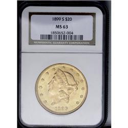 	1899-S $20 MS63 NGC. The 1899-S is another widely avai 1899-S