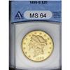 Image 3 : 	1899-S $20 MS64 ANACS. Like so many other San Francisc 1899-S