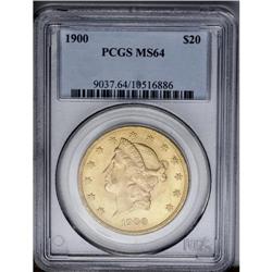 	1900 $20 MS64 PCGS. Well struck with pale greenish-yel 1900