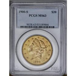 	1900-S $20 MS63 PCGS. Sharply struck devices complemen 1900-S