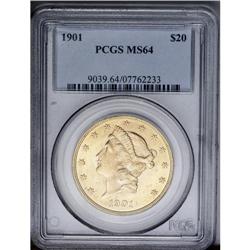 	1901 $20 MS64 PCGS. This near-Gem contains considerabl 1901