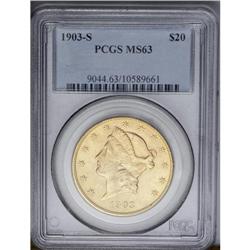	1903-S $20 MS63 PCGS. The lustrous surfaces display sc 1903-S