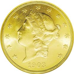 	1903-S $20 MS64 NGC. Sharply struck with bright golden 1903-S